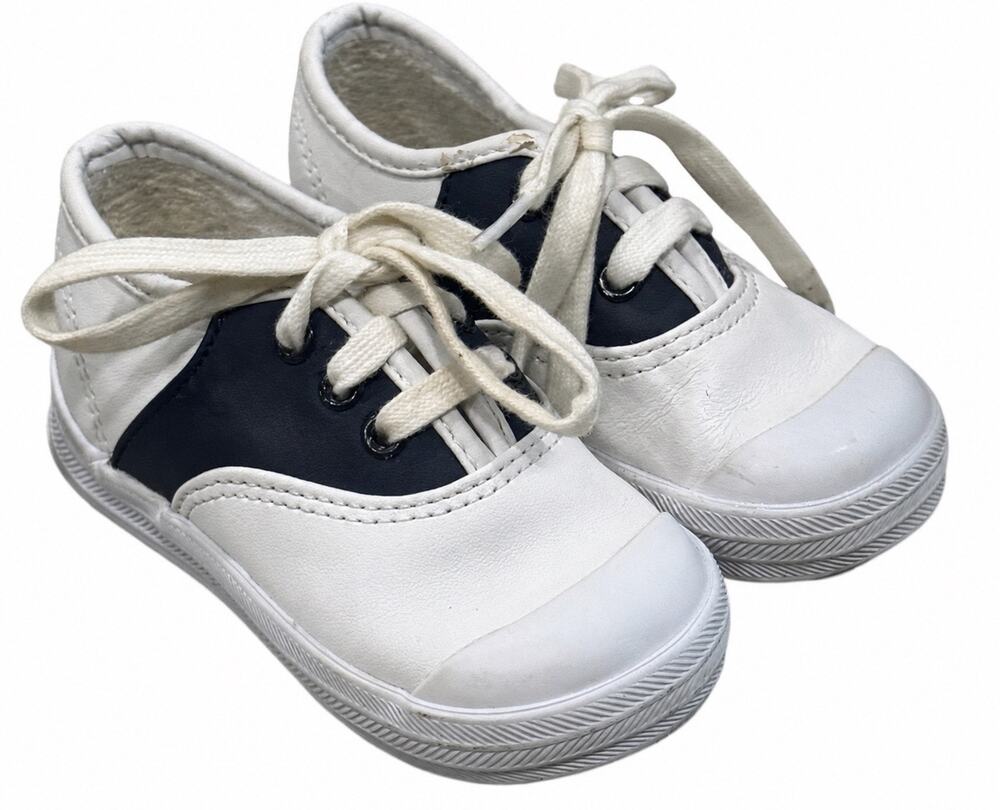 Keds Kids 6c Champ Lace School Days Saddle Shoes White Navy Blue Retro Sneakers